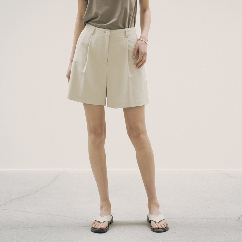 SI-PT7120 원턱 나일론 쇼츠_Beige
