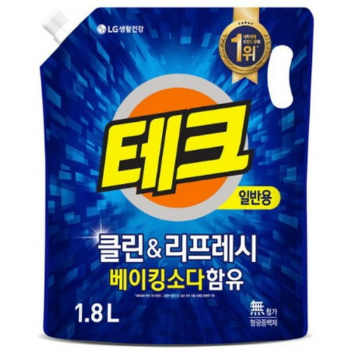 LG생활건강 테크 클린 앤 리프레시 일반용 리필 1.8L (2개)