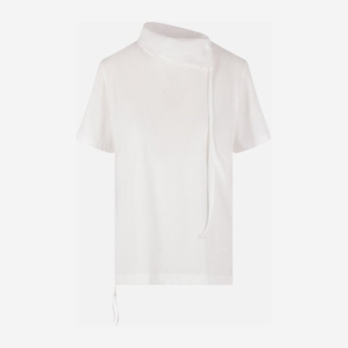 요지야마모토 하이넥 사이드 타이 슬릿 티셔츠 FQT88007 WHITE