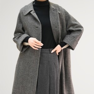 비꼴리끄 여성 울 헤링본 롱코트 B254WL3030_이미지