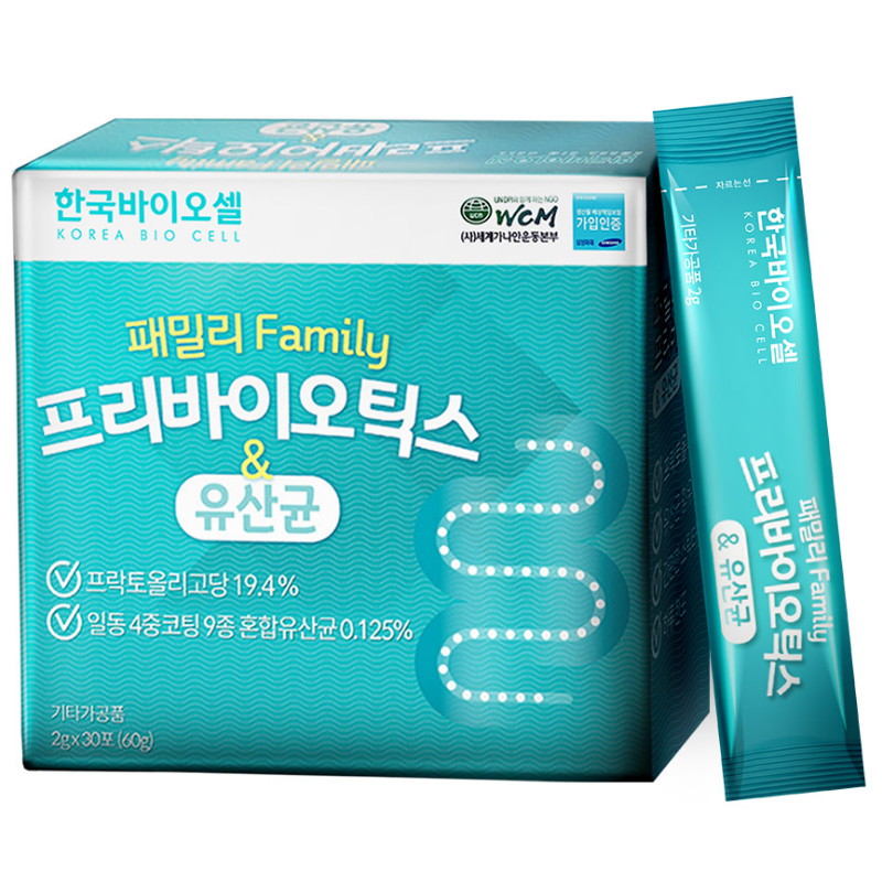 한국바이오셀  패밀리 프리바이오틱스 유산균 30포 (1개)
