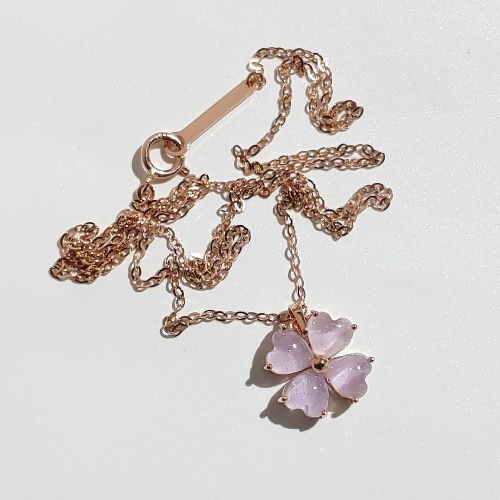 에버링 14K 금 네잎 클로버 퍼플티 행운 목걸이_NQPK42501V 주문제작 옐로우gold_이미지