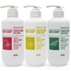 컨센서스 프리미엄 발효초 1종 주방세제 500ml x3개 애플민트레몬앤바질샤인머스캣