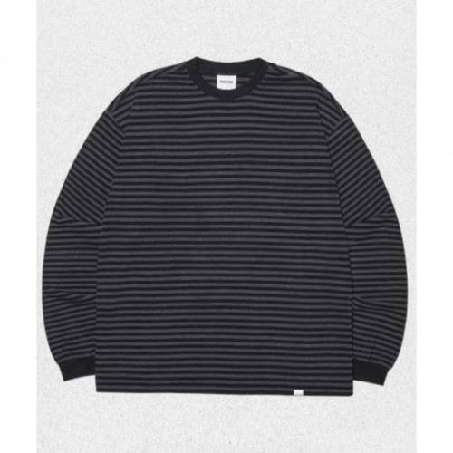 노매뉴얼 NM BORDER LONG SLEEVE TEE BLACK NMWF52LS13BLK_이미지