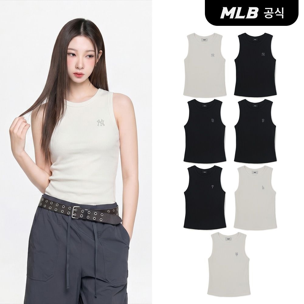  MLB 스타필드 하남 여성 스트릿 슬림 골지 나시 티셔츠 3FTOB0263