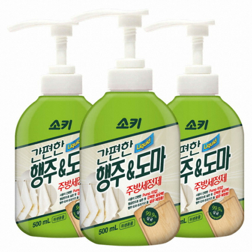  무궁화 소키 간편한 행주&도마 주방세정제 500ml x3개