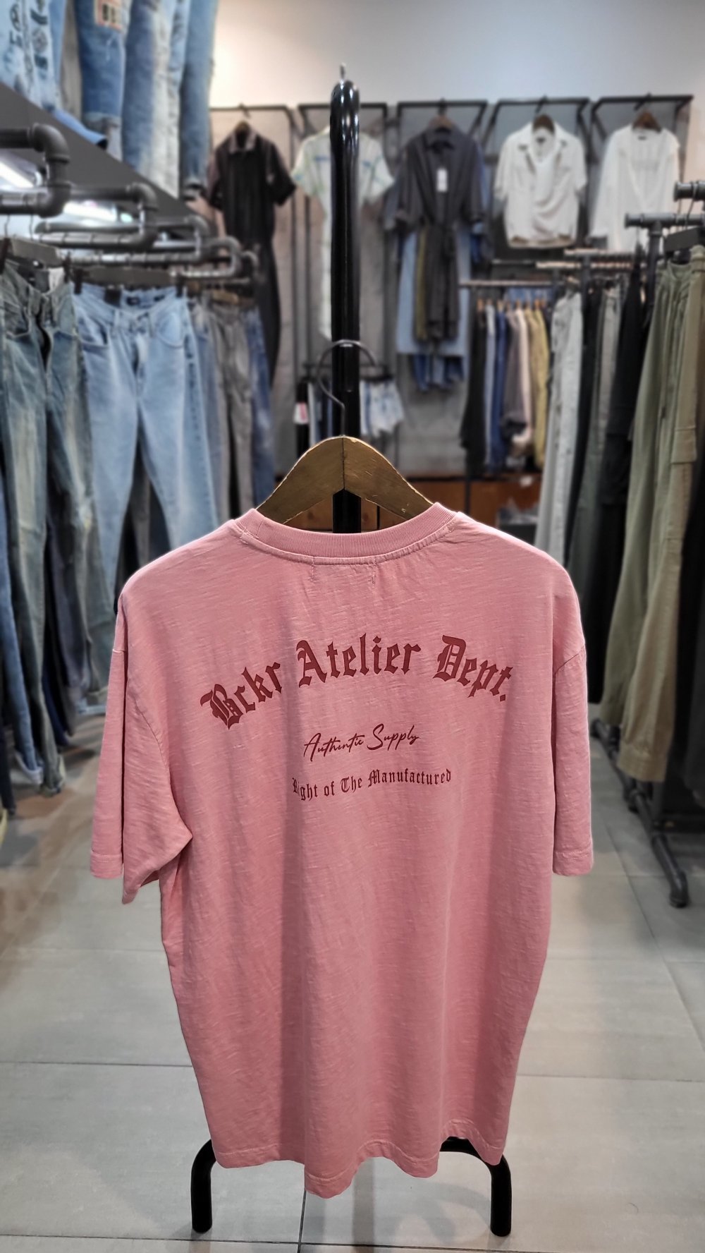 남성 SLUB 피그다잉 등판 프린트 루즈핏 R넥 TS B222TS040P