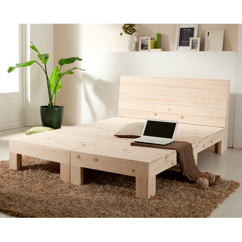 동서가구 편백나무 히노끼 통원목 침대 Q (양면본넬스프링)_이미지