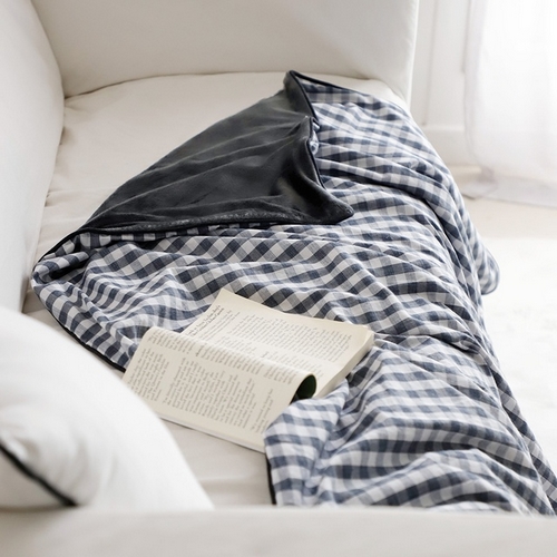 스테링 쿨그레이 체크 극세사 양면 담요