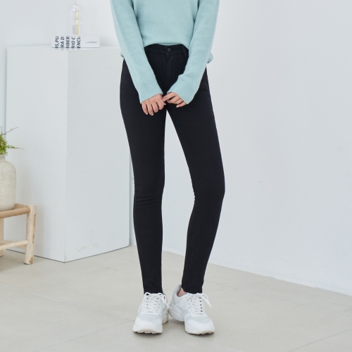  진마니아 허리스판 본딩기모 시크 블랙 밑단컷팅 스키니진 WJM-892 여자 여성 청바지
