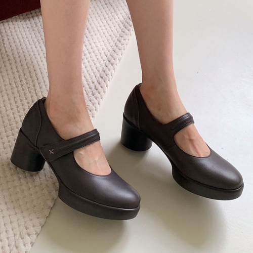 여성 천연가죽 통굽 메리제인 구두_GIS-43212-1