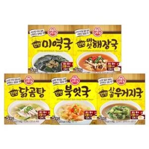 오뚜기 간편블럭국 5종팩 미역+북어+닭곰탕+버섯해장+사골우거지_이미지
