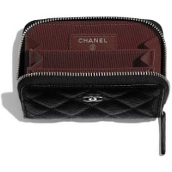 샤넬 캐비어 클래식 지퍼 카드지갑 AP0216 (블랙 은장)_이미지