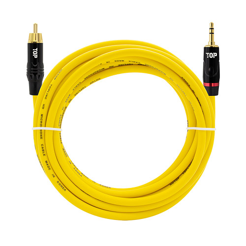 탑라인에이치디 HDTOP RCA to 3.5mm 스테레오 MM 옐로우 케이블 (30m, HT-TP2637)_이미지