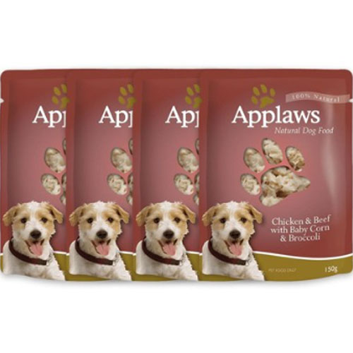 어플라우즈 ㅤ강아지 습식 파우치 닭고기 + 소고기 혼합맛 150g (4개)_이미지