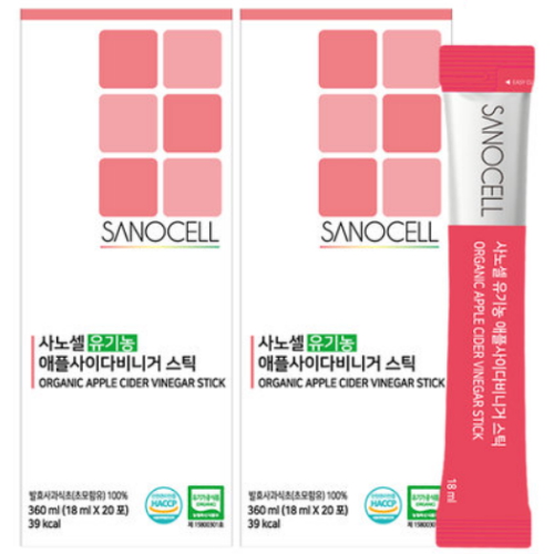 뉴솔바이오 사노셀 유기농 애플사이다비니거 스틱 360ml (18ml x 20포) (2개)_이미지