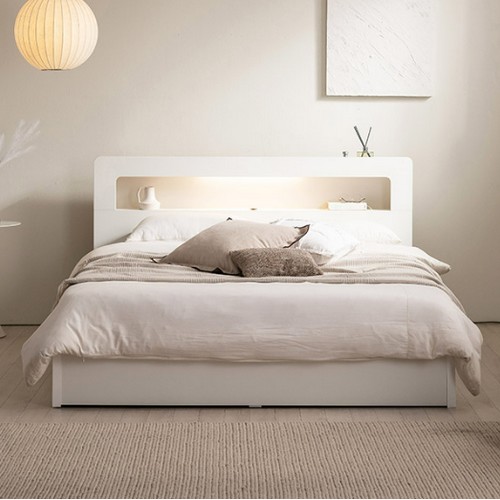 삼익가구 엔느 평상형 LED침대 Q (양모라텍스독립)_이미지