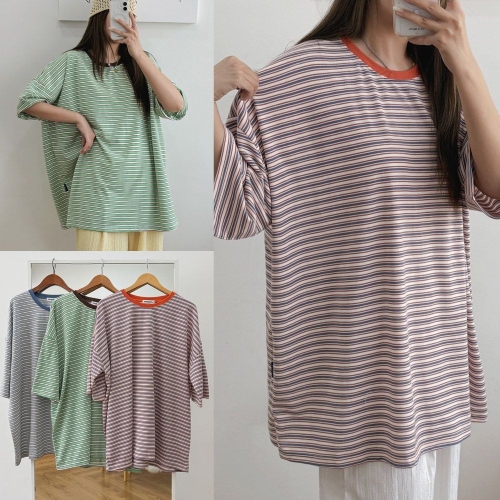 시드마켓 라임줄무늬오버티셔츠 507U884S 빅사이즈 여성의류