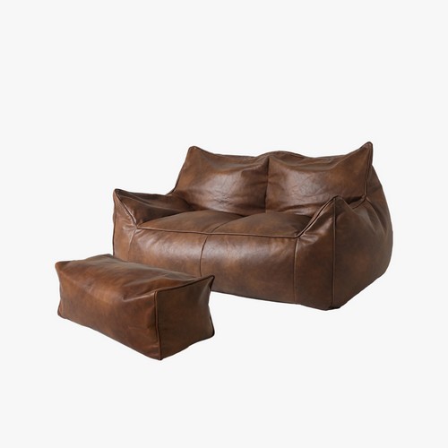 플래지어 톰 소프트 기능성 가죽 빈백 2인용 (스툴포함)_이미지