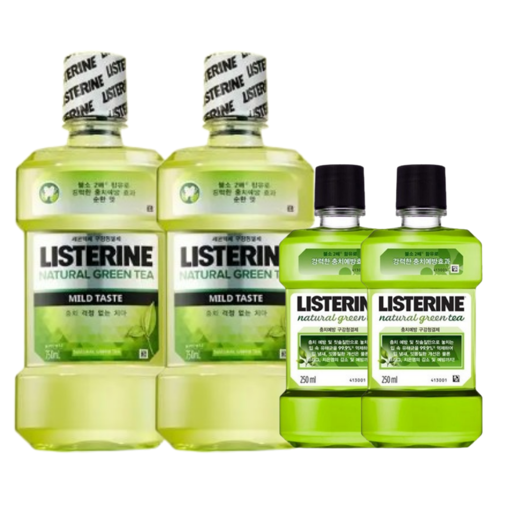 존슨앤존슨 리스테린 내추럴 그린티 마일드 750ml x 2개 + 250ml x 2개
