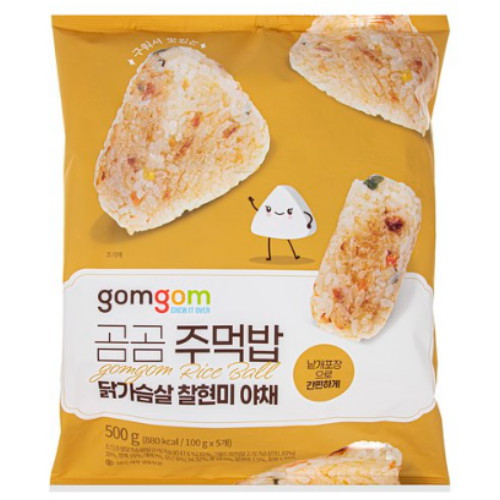 쿠팡 곰곰 주먹밥 닭가슴살 찰현미 야채 500g (5개)_이미지