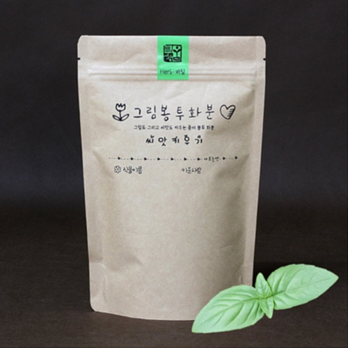직접 꾸미는 그림봉투화분-스위트바질-틔움세상