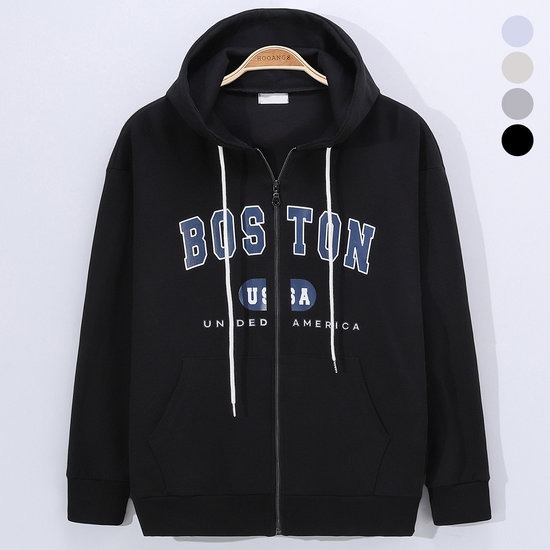 후앙스 남녀공용 보스턴 프린팅 루즈핏 데일리 후드 집업 EYHD2118_이미지