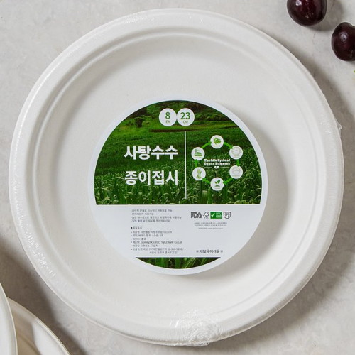 대한웰빙은박 사탕수수 종이접시 23cm (8개)_이미지