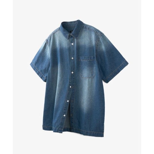 토피 TOFFEE 워시드 데님 하프 셔츠 INDIGO T4S-WDHS214ID 287490