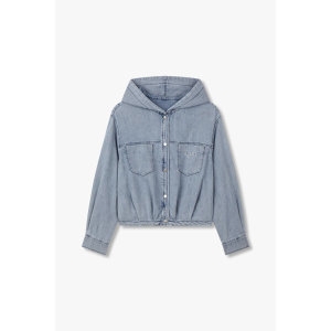 스냅 버튼 후디드 데님 블라우스 7155160002