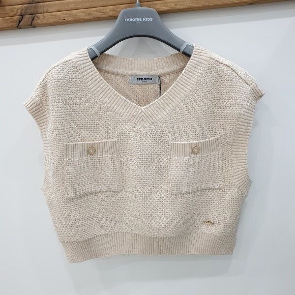 레노마 키즈 키즈 패플 키즈 봄신상 여아 루즈핏 니트VEST R2411K405SH 깔끔한 데일리 프렌치룩 140 베이지