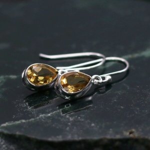 힐링젬 천연원석 황수정 시트린 탄생석 보석 페어컷팅 실버925 은 귀걸이 EA-2512_이미지