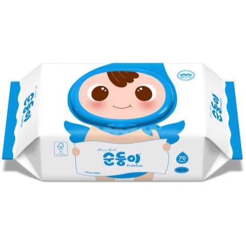 순둥이 프리미엄 무향 엠보싱 물티슈 캡형 70매 (10팩)_이미지