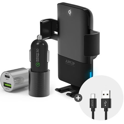 주파집 4세대 차량용 무선충전거치대 CWC01 + 충전기 세트_이미지