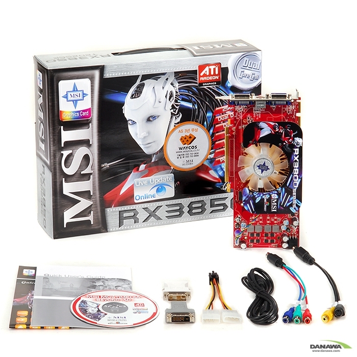 MSI �󵥿� HD 3850 RX3850-T2D256E D3 256MB