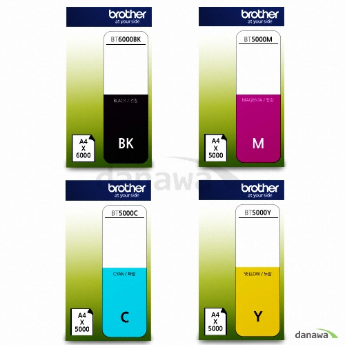 Brother 정품 BT6000BK, BT5000C, BT5000M, BT5000Y 4색 세트이미지입니다. 누르면 해당 게시물로 새창이동합니다.