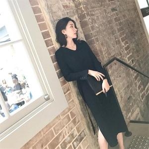 오노마 ONM 여성 데일리 심플 슬림핏 긴팔 골지 니트 롱 원피스 9086399