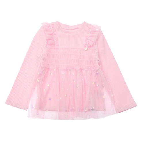 티파니1 핑크 별 샤 골지 티셔츠 Q61DST010