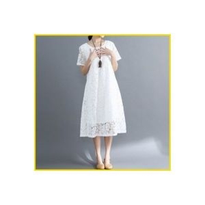 vaviola 바비올라 여성 빅사이즈 쉬폰 원피스 레이스 드레스 걸크러쉬 여신 득템룩 W534-177 화이트 XL