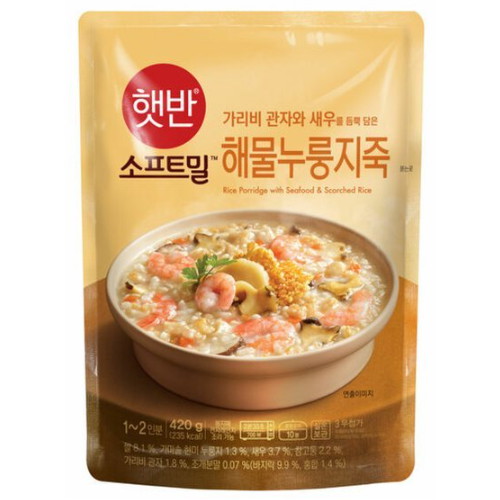 CJ제일제당 햇반 소프트밀 해물 누룽지죽 420g이미지입니다. 누르면 해당 게시물로 새창이동합니다.