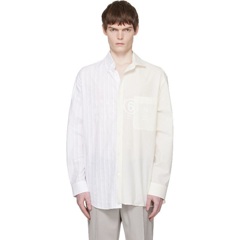 메종마르지엘라 남성 오프 화이트 블루 뉴메릭 셔츠 261188M192011