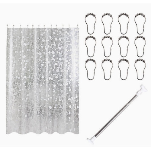 제이라이프 조약돌 반투명 샤워커튼 세트