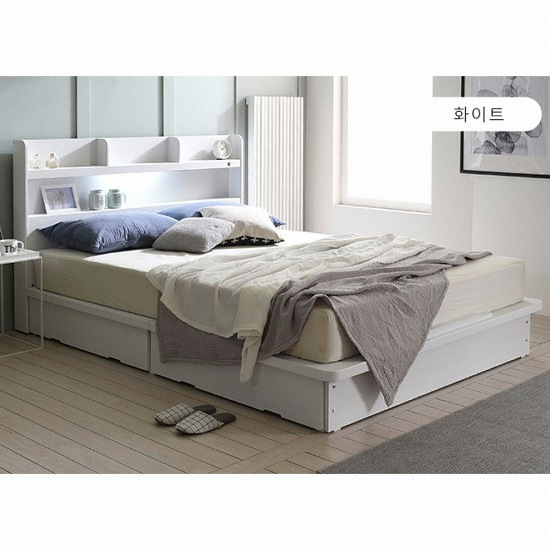 동서가구 라피 서랍 평상형 LED침대 Q (매트별도)_이미지