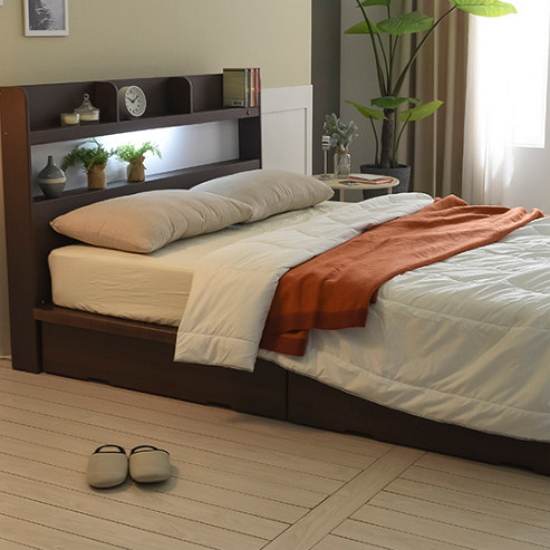 동서가구 라피 서랍 평상형 LED침대 Q (매트별도)_이미지