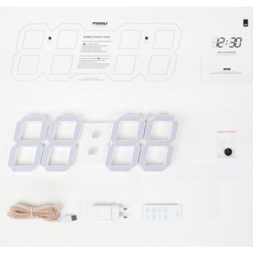 무아스 3D LED 벽시계 빅플러스 화이트_이미지
