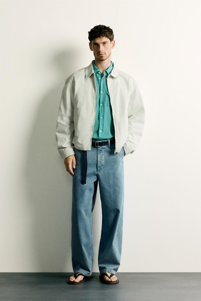 자라 남성 레귤러핏 워싱 코튼 재킷 베이지 1063/201/450346907_이미지