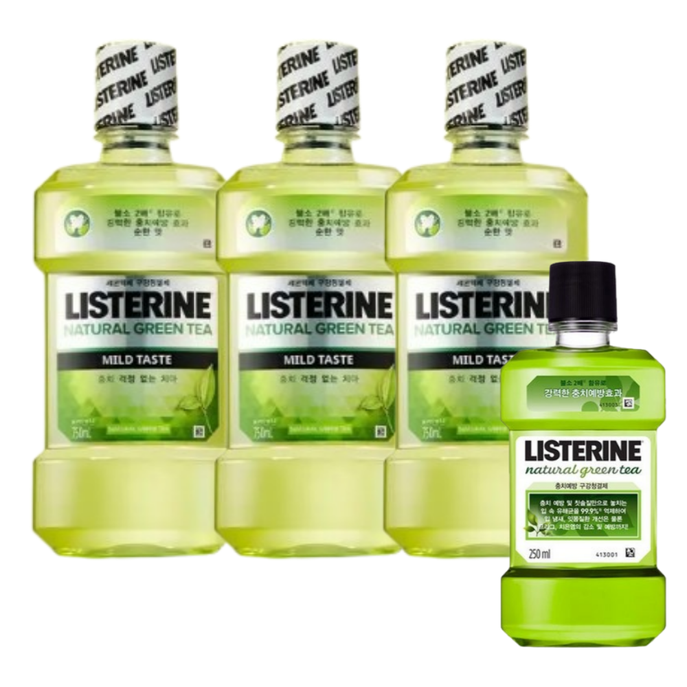 리스테린 내추럴 그린티 마일드 750ml x 3개 + 250ml x 1개