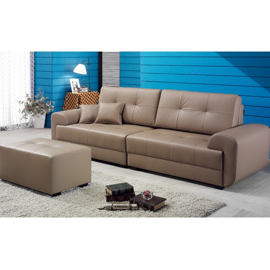 동서가구 EW22 라텍스탑 가죽소파 4인용 (스툴포함)_이미지