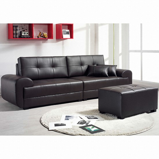 동서가구 EW22 라텍스탑 가죽소파 4인용 (스툴포함)_이미지