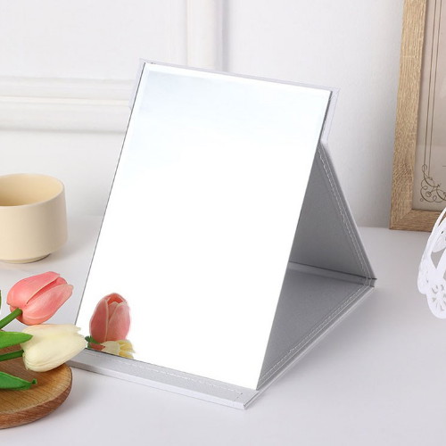 무다스 ㅤPU 커버 접이식 휴대용 탁상 거울 대형_이미지